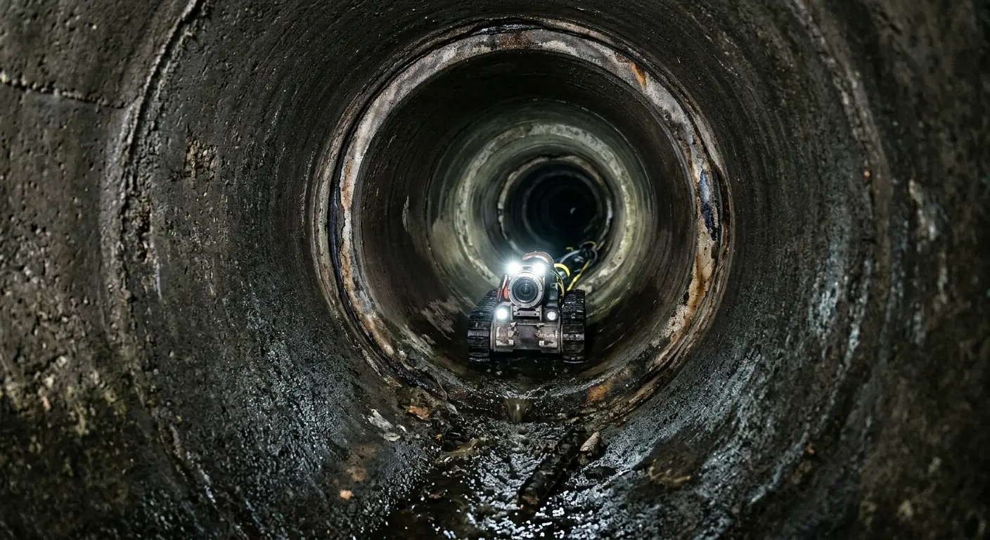 Robotic sewer camera inspecting pipe interior for Drain Snake Service in Corrales